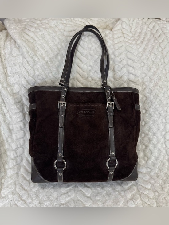 Coach Handbags - Coach Leatherware Suede Leather Tote Shoulder Bag Brown Large F12635